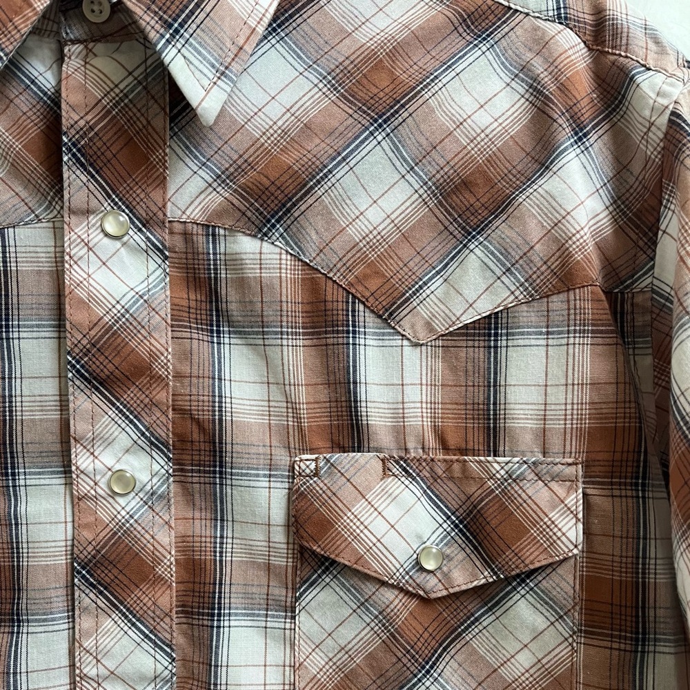 Wrangler Pearl Snap Button Short Sleeve Men's Collared Shirt Size Large - Picture 4 of 6